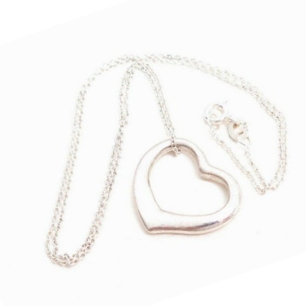 925 STERLING SILVER OPEN HEART PENDANT NECKLACE 16 INCH CABLE CHAIN WOMEN SILVER